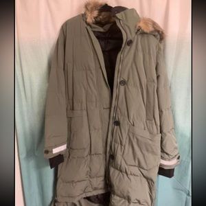 Army Green Knee Length Winter Coat